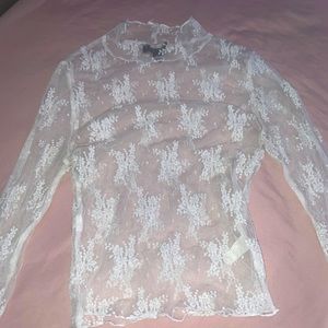 White Lace See Through Top